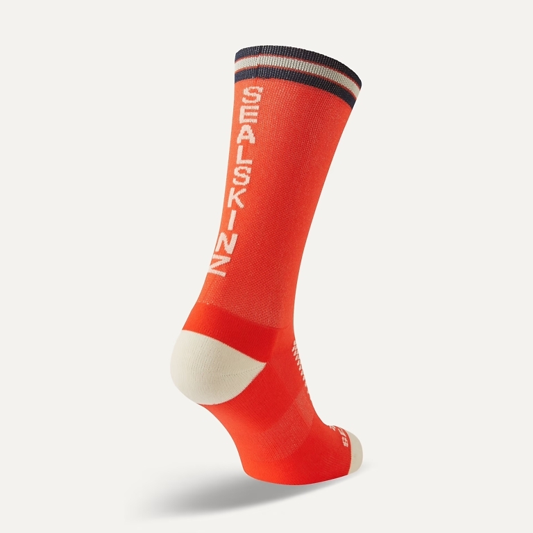 Sealskinz Orange Caister Mid-Length Cycling Socks